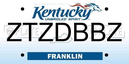 ZTZDBBZ Kentucky License Plate
