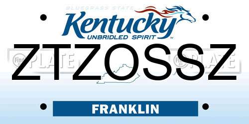 ZTZOSSZ Kentucky License Plate