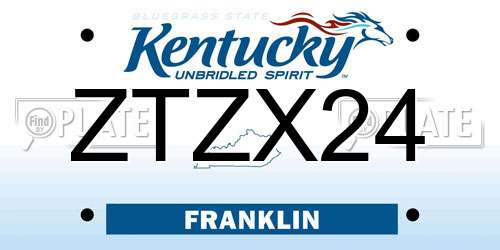 ZTZX24 Kentucky License Plate