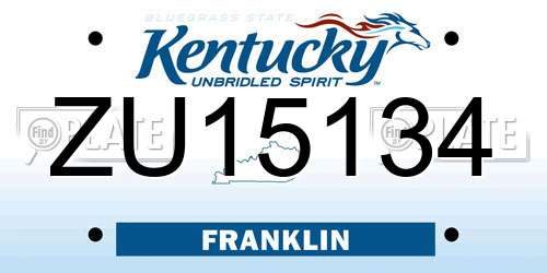 ZU15134 Kentucky License Plate