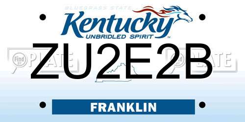 ZU2E2B Kentucky License Plate