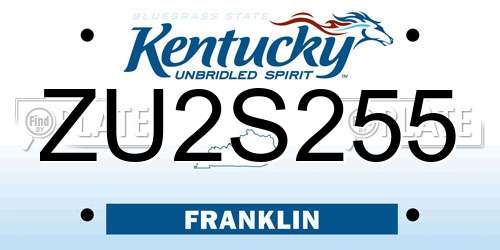 ZU2S255 Kentucky License Plate