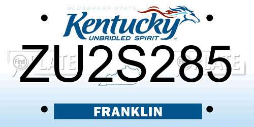 ZU2S285 Kentucky License Plate