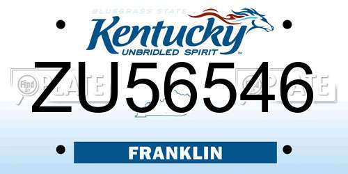 ZU56546 Kentucky License Plate