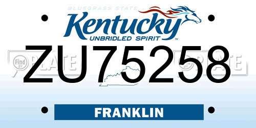 ZU75258 Kentucky License Plate