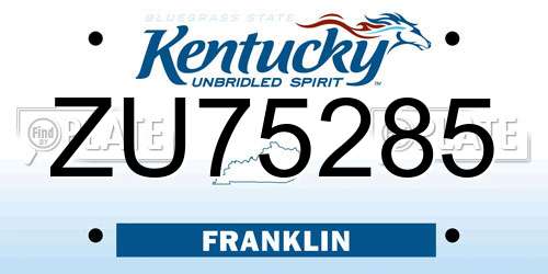 ZU75285 Kentucky License Plate