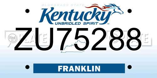 ZU75288 Kentucky License Plate
