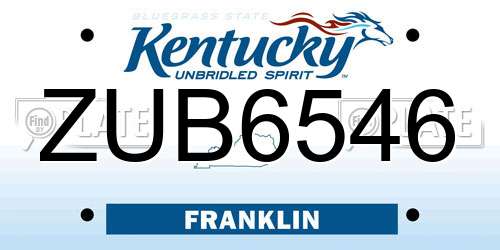 ZUB6546 Kentucky License Plate