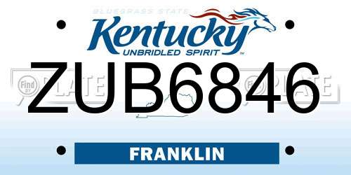 ZUB6846 Kentucky License Plate