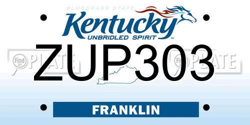 ZUP303 Kentucky License Plate