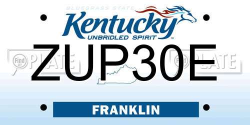 ZUP30E Kentucky License Plate