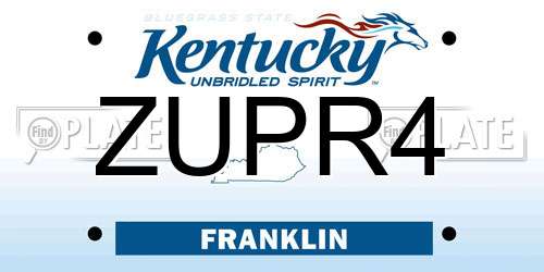 ZUPR4 Kentucky License Plate