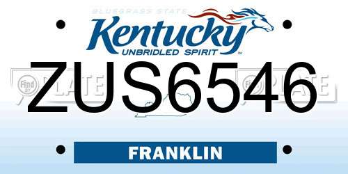 ZUS6546 Kentucky License Plate