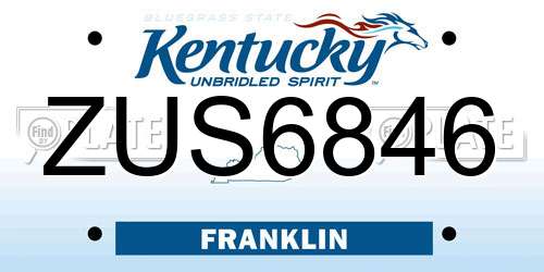 ZUS6846 Kentucky License Plate