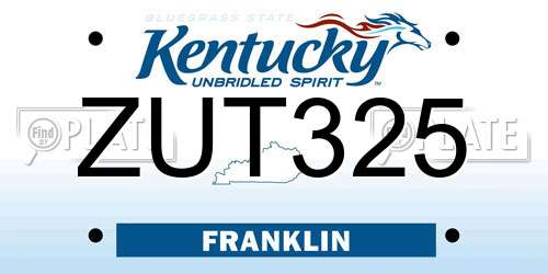 ZUT325 Kentucky License Plate