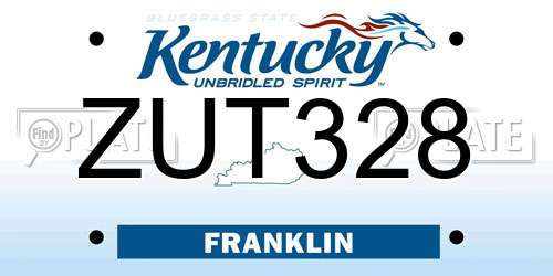 ZUT328 Kentucky License Plate