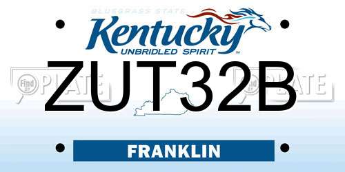 ZUT32B Kentucky License Plate