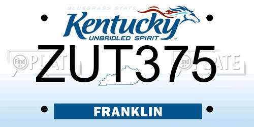 ZUT375 Kentucky License Plate