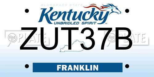 ZUT37B Kentucky License Plate