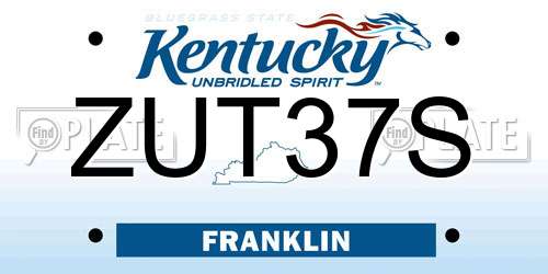 ZUT37S Kentucky License Plate