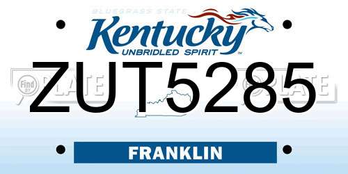 ZUT5285 Kentucky License Plate