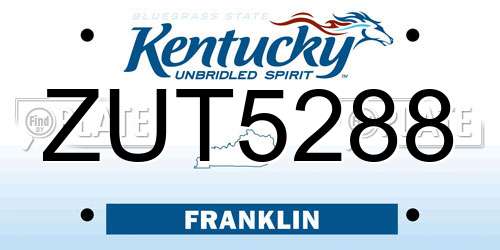 ZUT5288 Kentucky License Plate