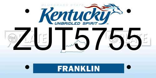 ZUT5755 Kentucky License Plate