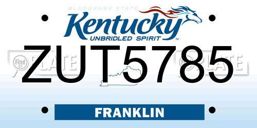 ZUT5785 Kentucky License Plate