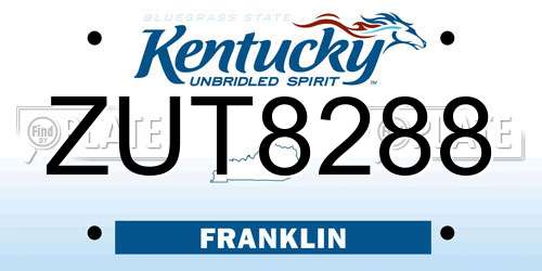 ZUT8288 Kentucky License Plate