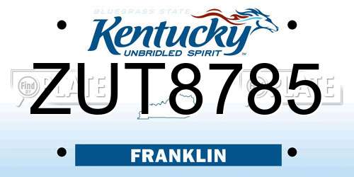 ZUT8785 Kentucky License Plate