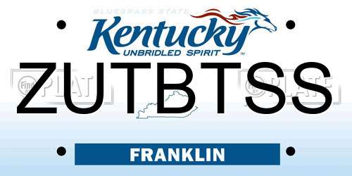 ZUTBTSS Kentucky License Plate