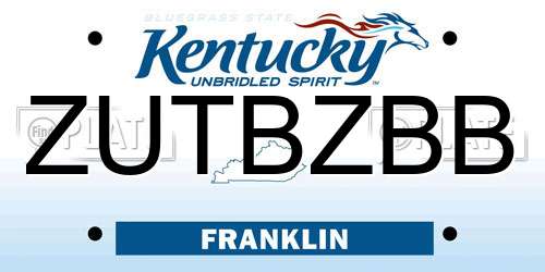 ZUTBZBB Kentucky License Plate