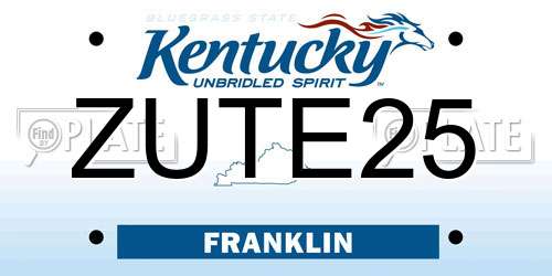 ZUTE25 Kentucky License Plate
