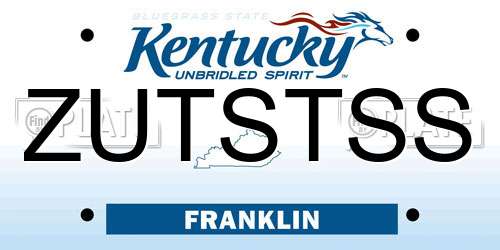 ZUTSTSS Kentucky License Plate