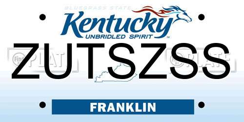 ZUTSZSS Kentucky License Plate
