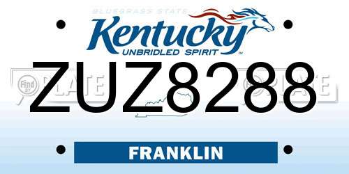 ZUZ8288 Kentucky License Plate