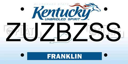 ZUZBZSS Kentucky License Plate