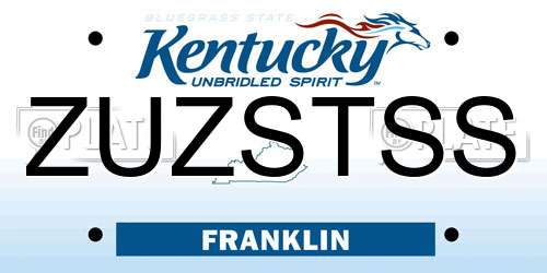 ZUZSTSS Kentucky License Plate
