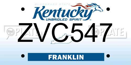 ZVC547 Kentucky License Plate