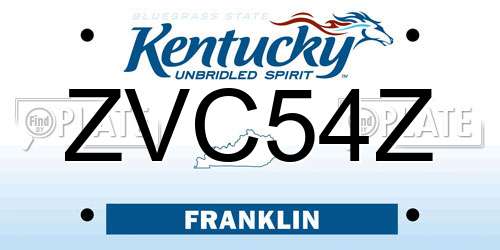 ZVC54Z Kentucky License Plate