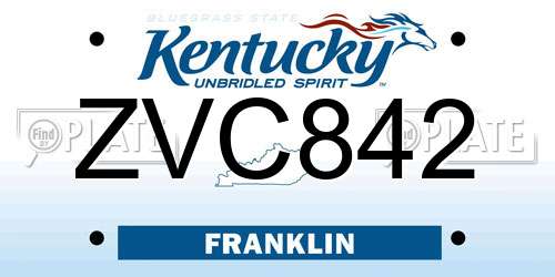 ZVC842 Kentucky License Plate