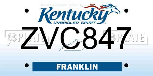 ZVC847 Kentucky License Plate