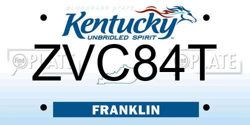 ZVC84T Kentucky License Plate