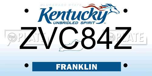 ZVC84Z Kentucky License Plate