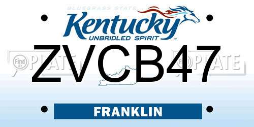 ZVCB47 Kentucky License Plate
