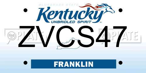 ZVCS47 Kentucky License Plate