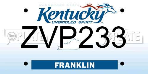 ZVP233 Kentucky License Plate