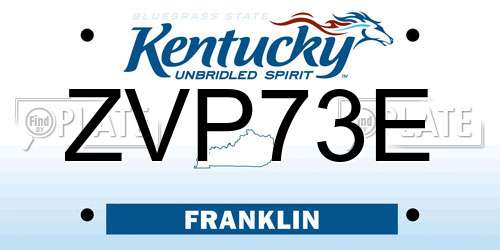 ZVP73E Kentucky License Plate