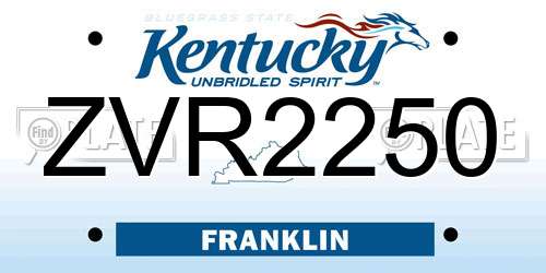 ZVR2250 Kentucky License Plate