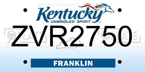 ZVR2750 Kentucky License Plate